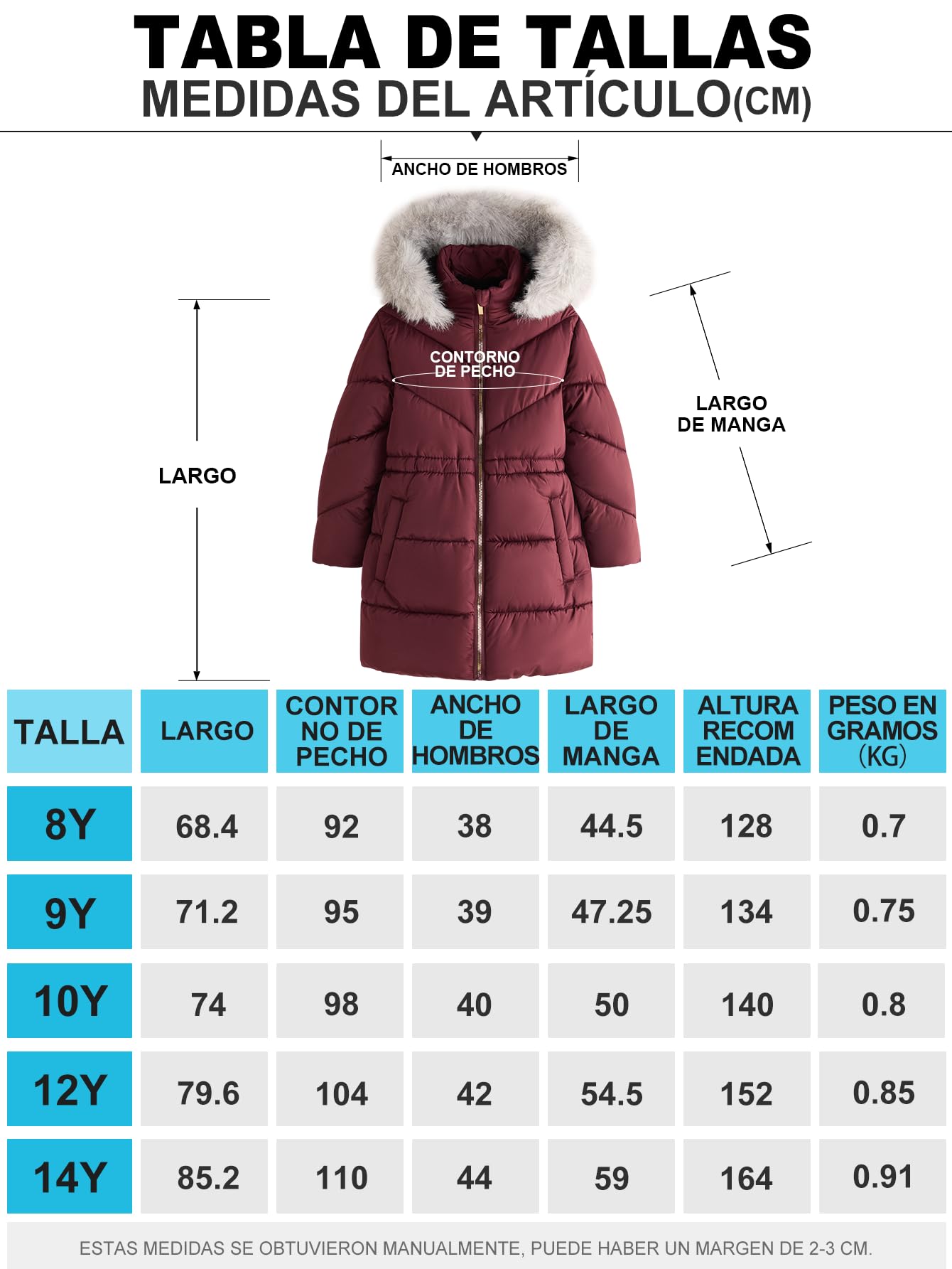 SOLOCOTE Abrigo de invierno para niñas resistente al agua plumas acolchado con capucha forro polar ribete de pelo sintético parka larga gruesa para niños