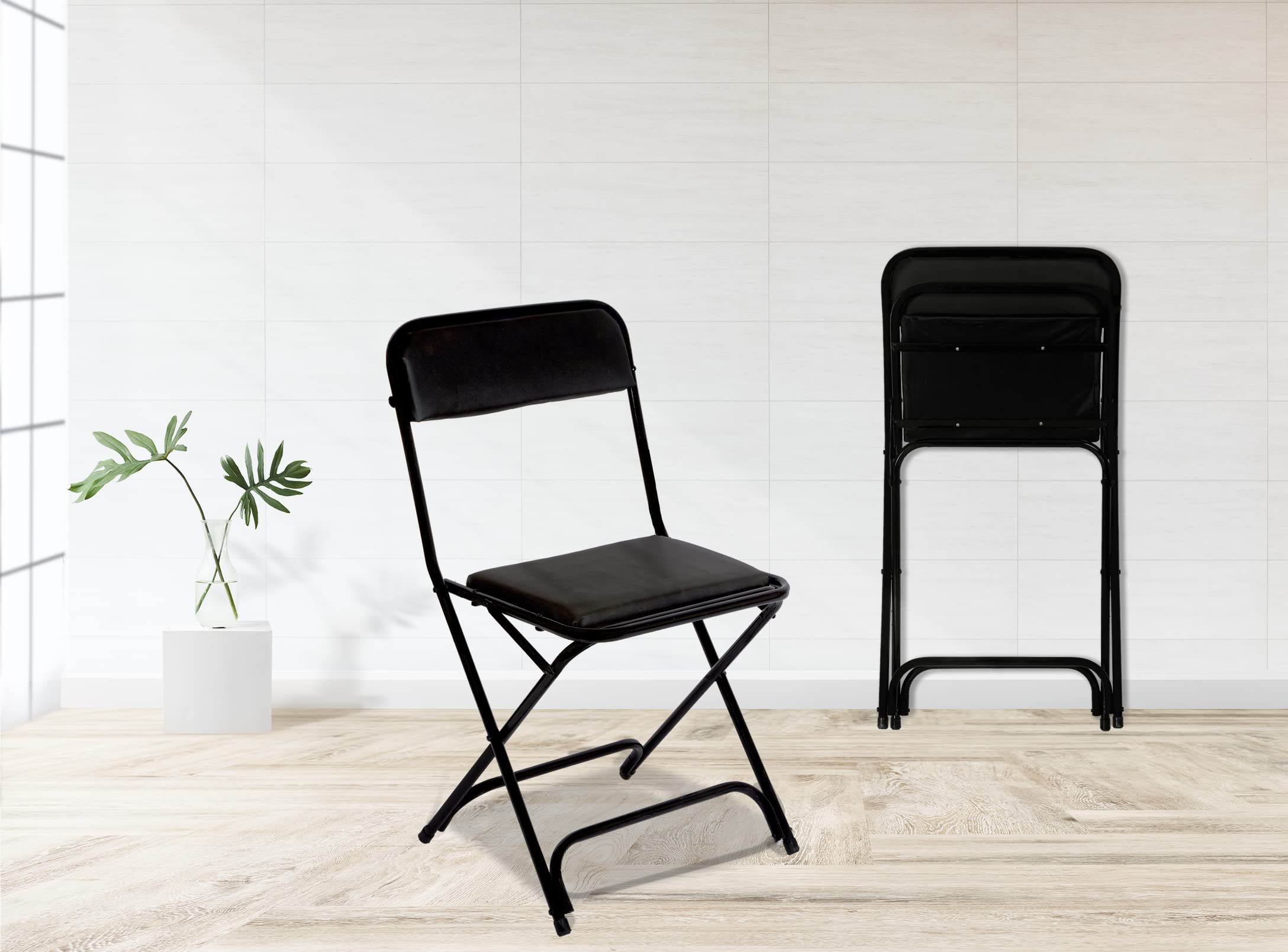 LUXURIN Foldable Chair with Comfortable Seat and Backrest Support Metal Chair for Indoor and Outdoor Usage Restaurant, Garden, Living Room, Balcony. (Cushion Seat)