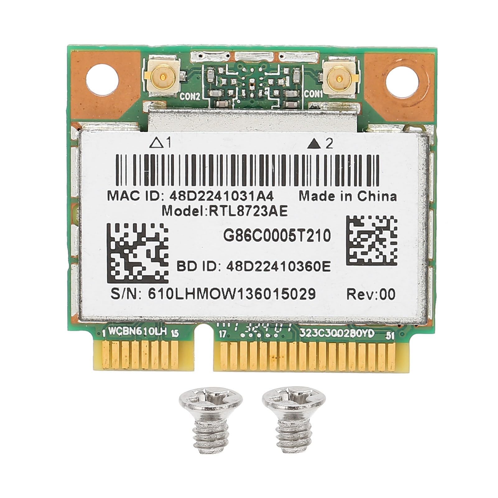 RTL8723AE Tarjeta de Red inalámbrica, Adaptador WiFi WLAN Half Mini PCI-E (PCI Express), Adaptador Nework 802.11n + Bluetooth 4.0 para portátiles