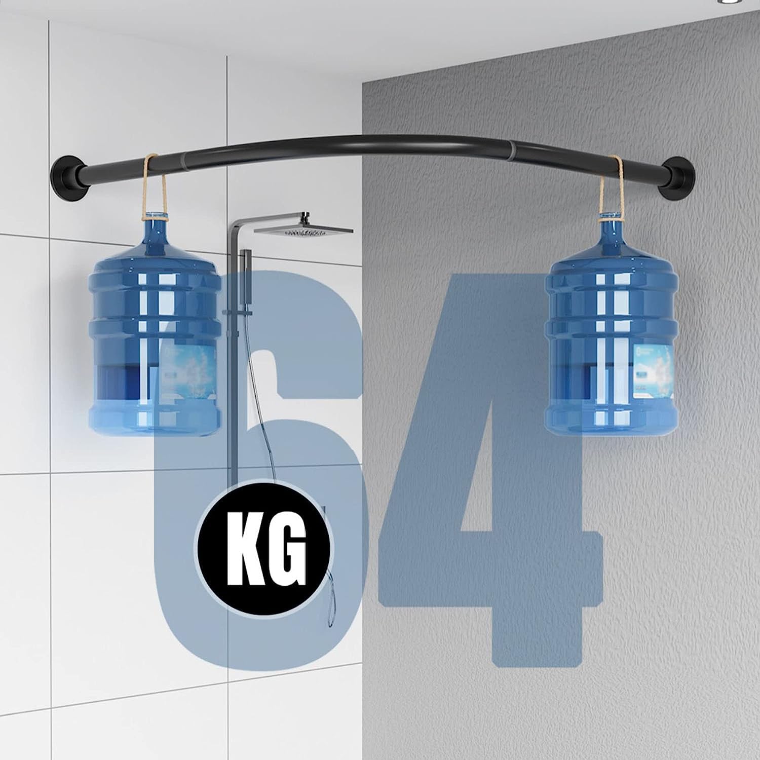 Tringle De Rideau De Douche Extensible En Acier Inoxydable 304 En Forme De L, Sans Percage Angle Baignoire PôLes De Rideau, Pour Salle De Bain, Baignoire, Magasin(Size:A 70-95cm x 70-95cm,Color:Noir)