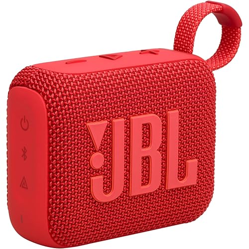 JBL Go 4 - Ultra-Portable, Waterproof and Dustproof Bluetooth Speaker, Big Pro Sound with Punchy bass, 7-Hour Built-in Battery, Made in Part with Recycled Materials (Red)