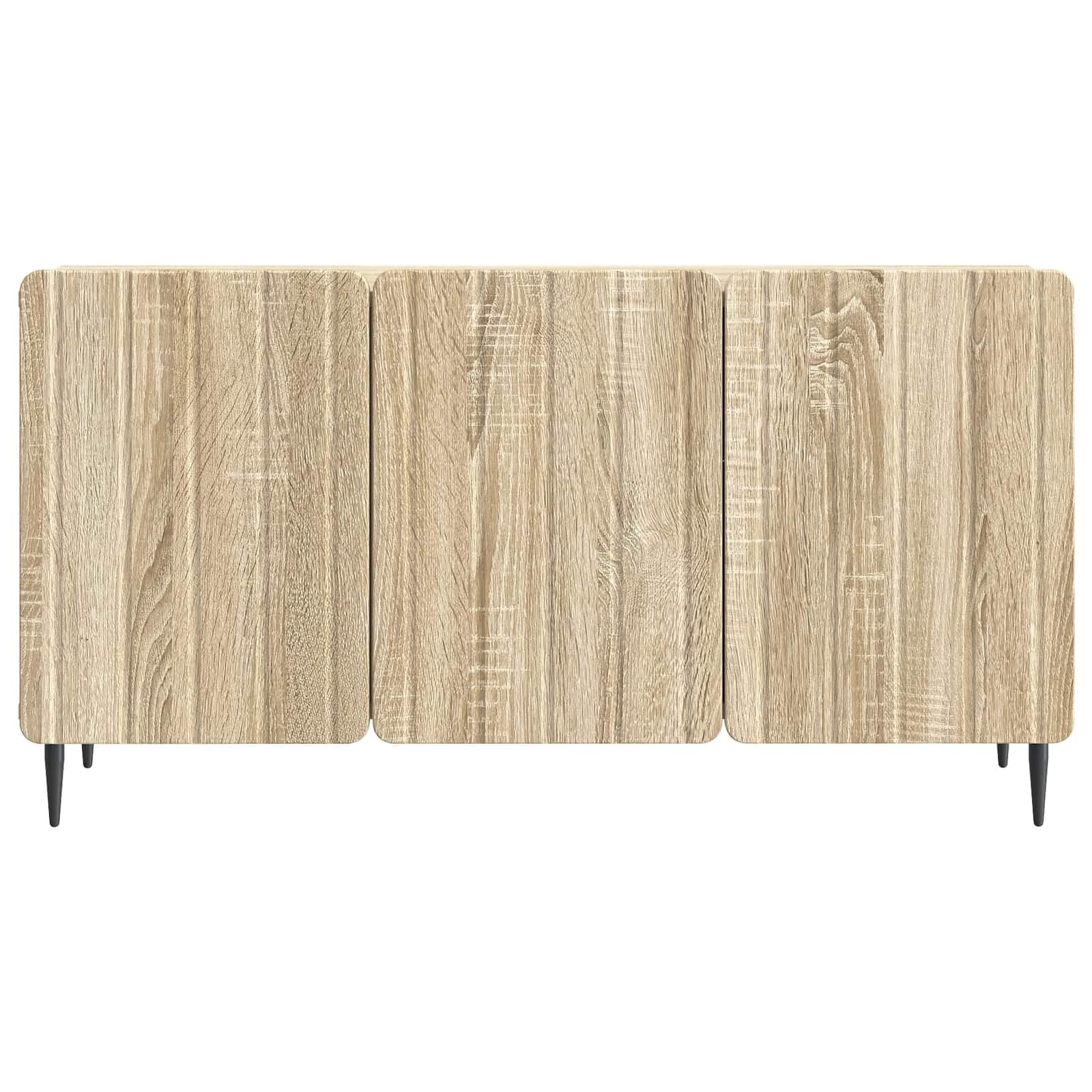 Hothingwell TV-Möbel, Holz, 99 x 34,5 x 52 cm, Sonoma-Eiche | Modernes rechteckiges Design, 90° drehbare Türen, robuste Stahlbeine, einfache Reinigung mit feuchtem Tuch