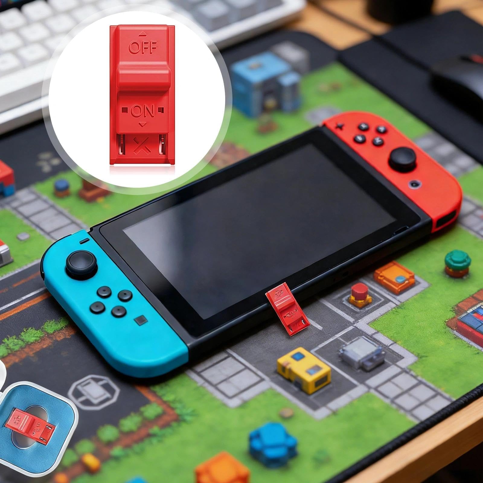 RCM Jig for Nintendo Switch, Gamer Gear RCM Clip for Nintendo Switch with 2 PCS Joystick Caps, Circuit Edit File Tools with Storage Box, Short Circuit Tools for NS Modification (Red) — view 7
