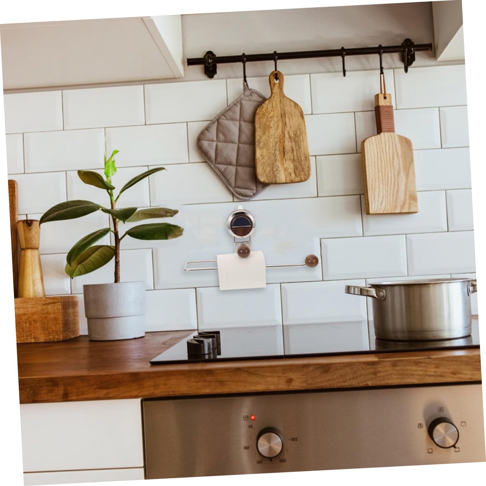 Portarrollos de Papel para Cocina de Metal Ventosa | Montaje bajo Gabinete Pared, Estilo Rústico Clásico, Soporte Firme y Ahorro de Espacio