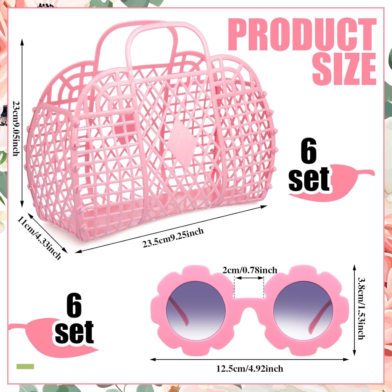 Sweetude 12 Pcs Jelly Bags with Sunglasses Jelly Purse Basket Reusable Tote Beach Handbags for Women Girls Kid