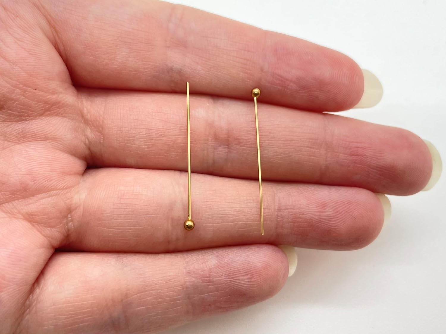 14k Gold Filled Findings - Head Pins with Ball - 24 Gauge, 1 inch, 10 Pcs, Simple Head Pins for Jewelry Making