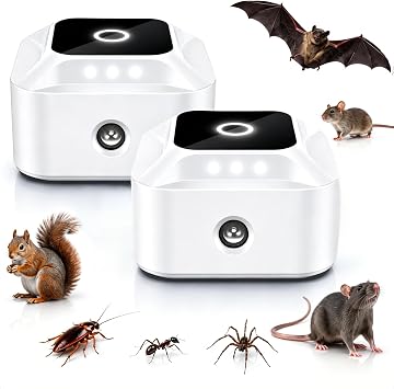 2 Pack Ultrasonic Rodent Repellent Plug in Electronic Mouse Repellent | Mice Scare Away 3 Modes Electronic Rodent Repeller& Rat Squirrel Mouse Deterrents with Lights for Attic Garage