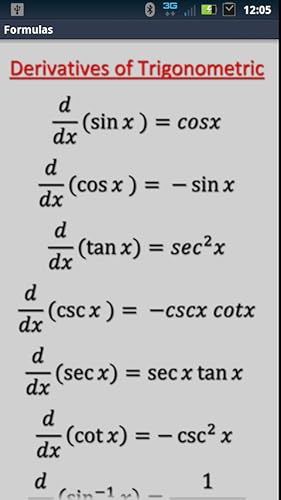 Table of Integrals and Derivatives and Trig Identities