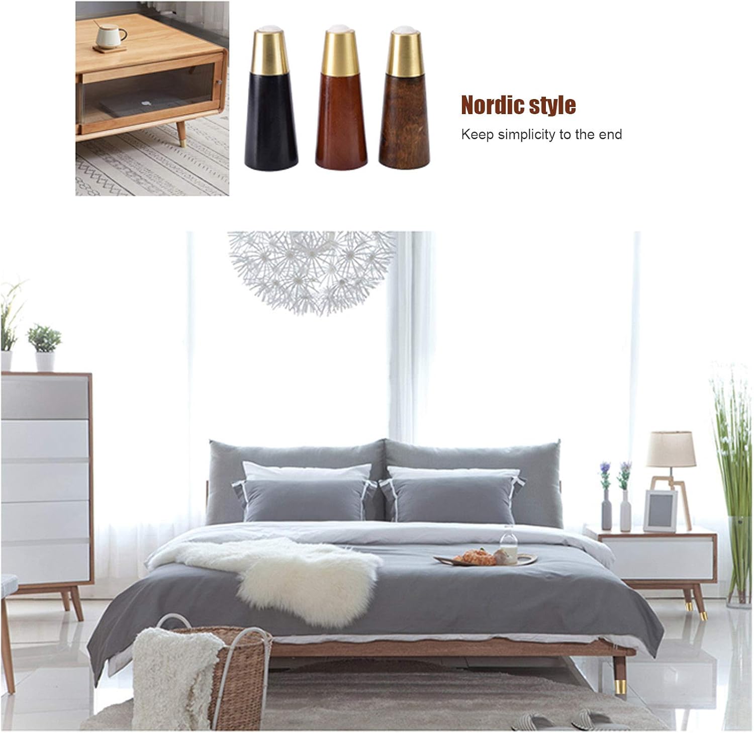 家具の脚 ソファの脚 4本の無垢材家具の脚、円筒形のテーブル脚、健康的、あらゆる種類の家具に適しています、アルミニウム合金の足カバー