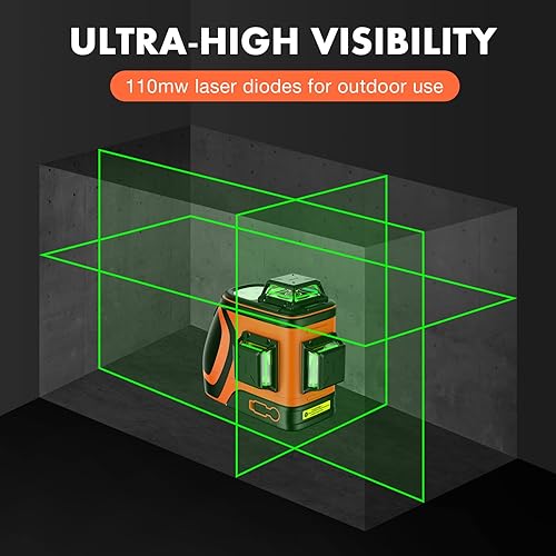 Miniatura 3 de Nivel láser de alta visibilidad al aire libre: Nivel láser 3D de alta resistencia 360 autonivelante hasta 197 pies de largo alcance para