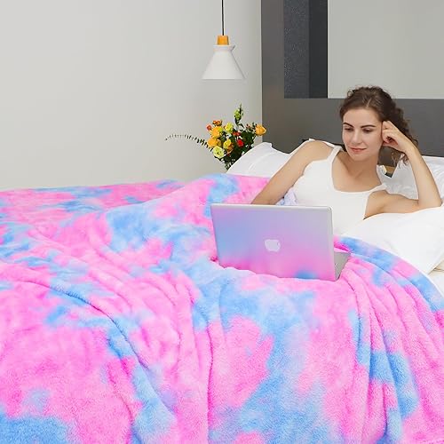 MUGD Mantas suaves mullidas de forro polar para cama individual, manta cálida para cama