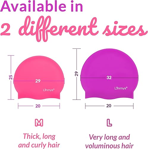 Miniatura 3 de Limmys Gorro de natación de pelo largo para adultos, gorro de natación 100% silicona para hombres y mujeres, de calidad premium, elástico y cómodo