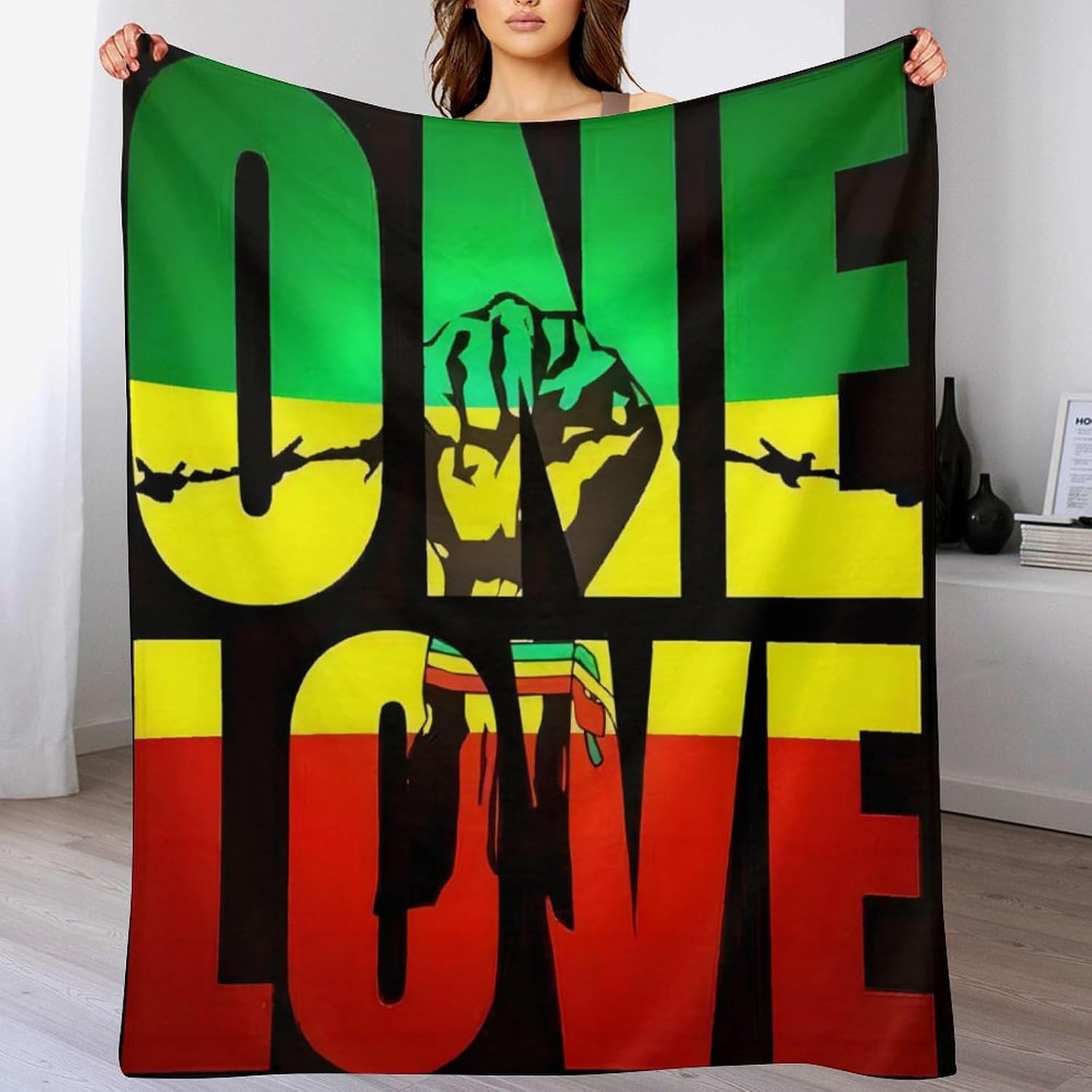 Rasta Jamaican Reggae One Love Blanket Soft and Warm Throw Digitally Printed Super Soft Micro Plush Blanket for Sofa Bed Living Room 50""*60""£¨130 * 150cm£©.