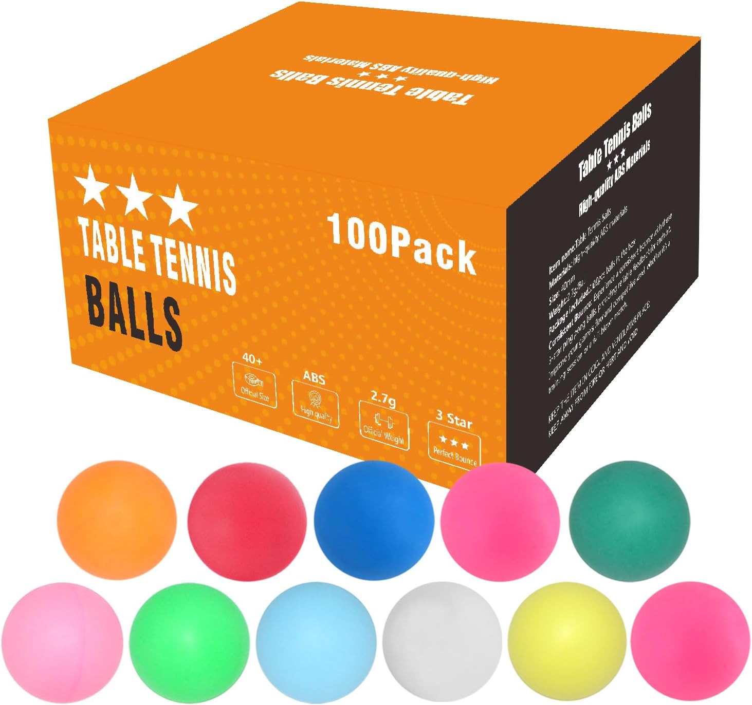 3 Star Ping Pong Balls - High Performance ABS Table Tennis for Training,Game