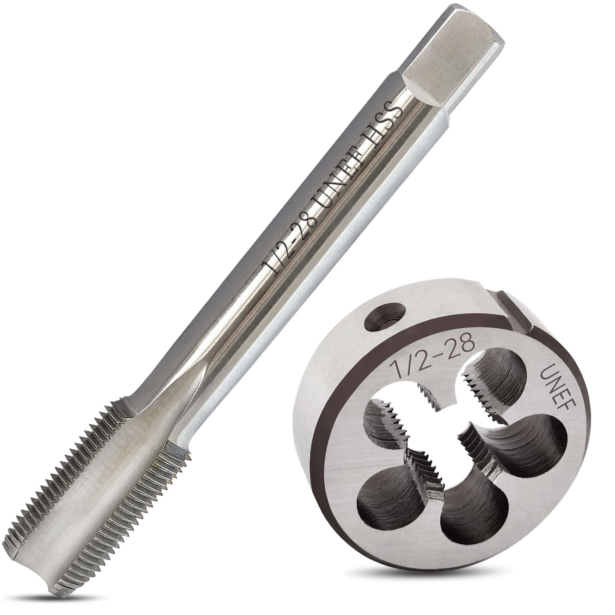 1/2"-28 UNEF Tap and Die Set, M2 HSS Right-Hand 1/2x28 Machine Tap Die Set