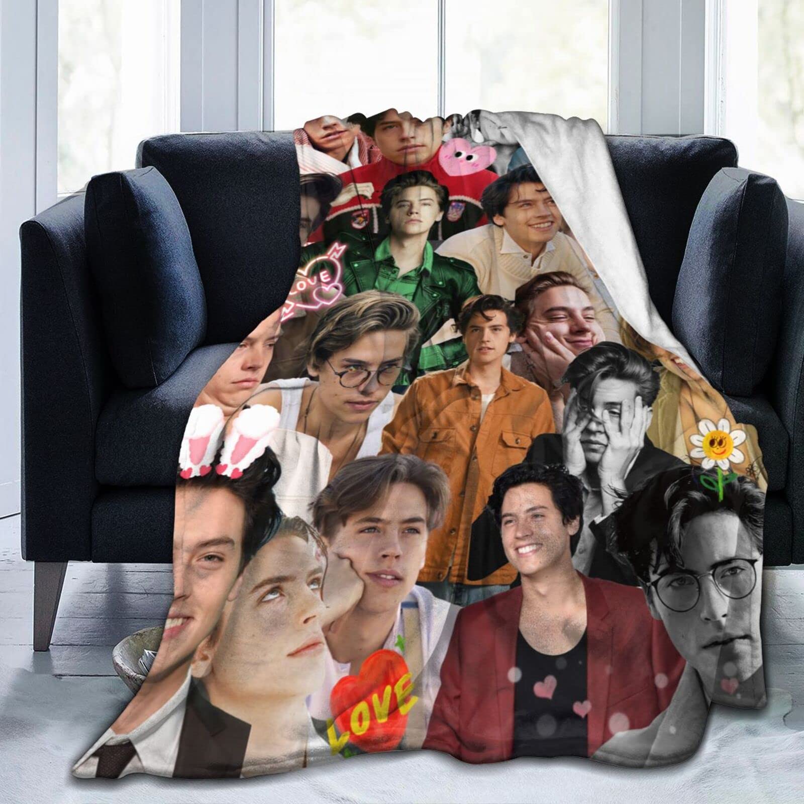 Suehome Blanket Cole Sprouse Soft and Comfortable Wool Fleece Throw Blankets for Sofa Office car Camping Yoga Travel Home Decoration Cozy Plush Beach Blanket Gift