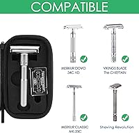 Vista 2 de Linkidea Estuche de viaje rígido con kit de afeitado para cuchillas de afeitar de mango corto y largo y accesorios, compatible con maquinillas
