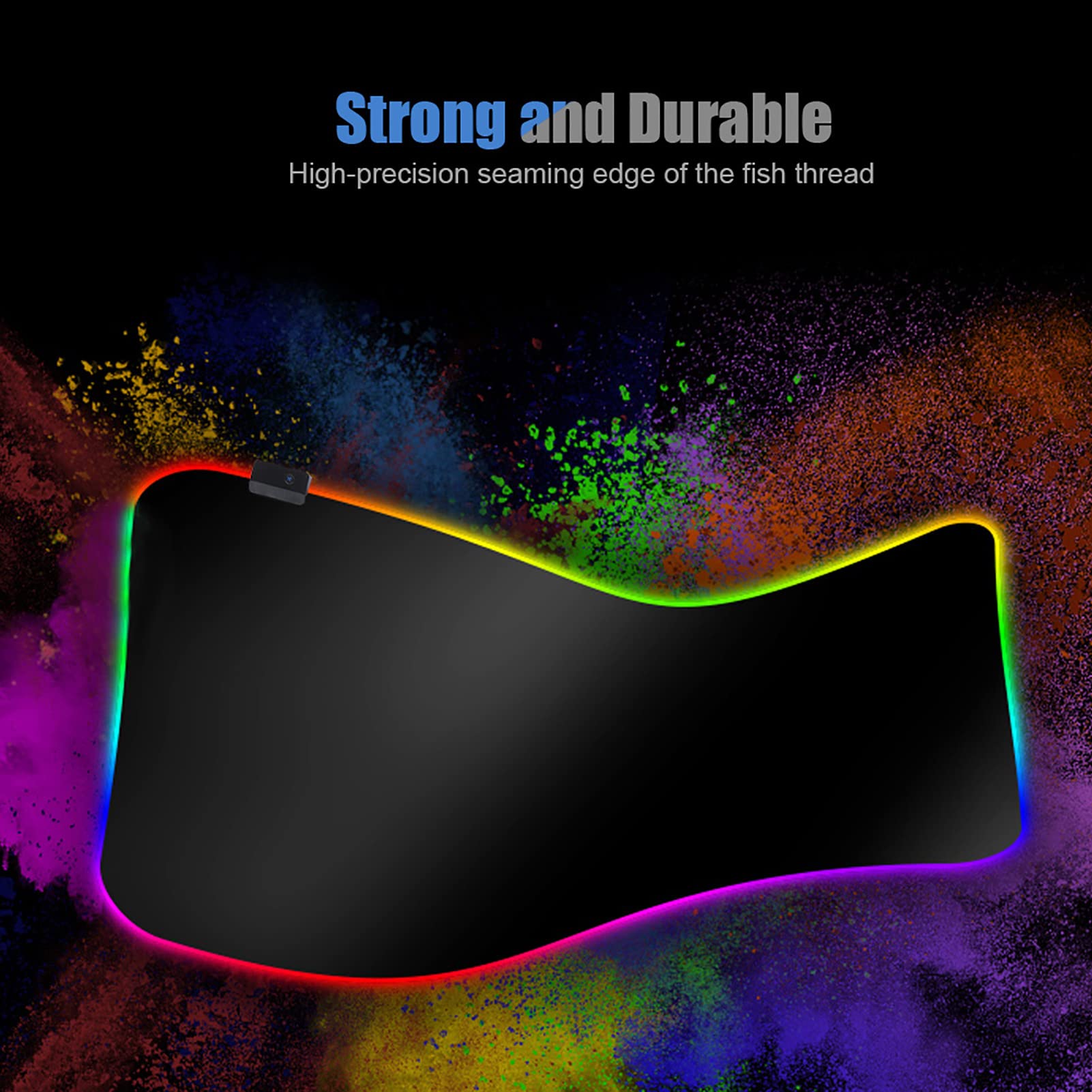 Tapis de Souris Gaming Extra Large 900 x 400 x 4 mm, Tapis de Souris RGB Épais avec Éclairage LED Multicolore, Bordure Surpiquée, pour Jeux et Bureau