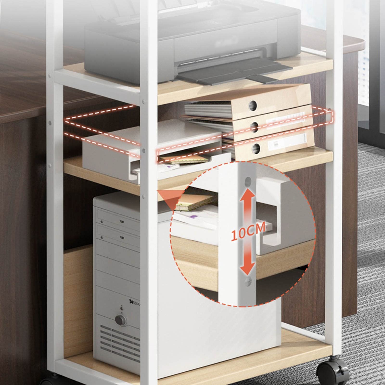 Supporto per stampa Stand da stampante mobile a multistrato con archiviazione del pavimento in linea di banca PC STANDO STANDO RECOLO RECOLO REGOLABILE Host su ruote for le forniture for ufficio Scann