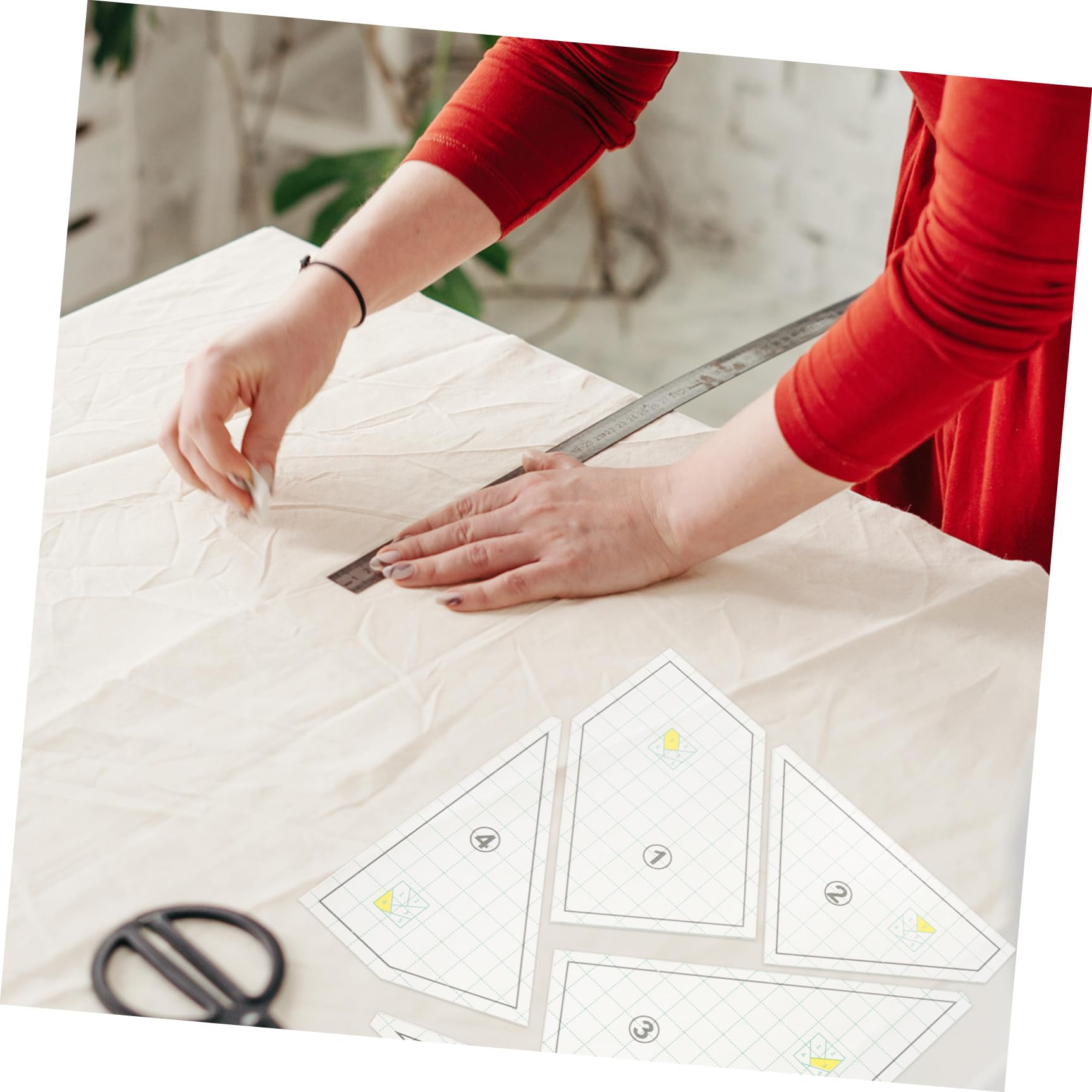 Righello per Cucire in Plastica 5 Pezzi Modello per Trapuntatura e Taglio Tessuti Guide per Sartoria e Patchwork