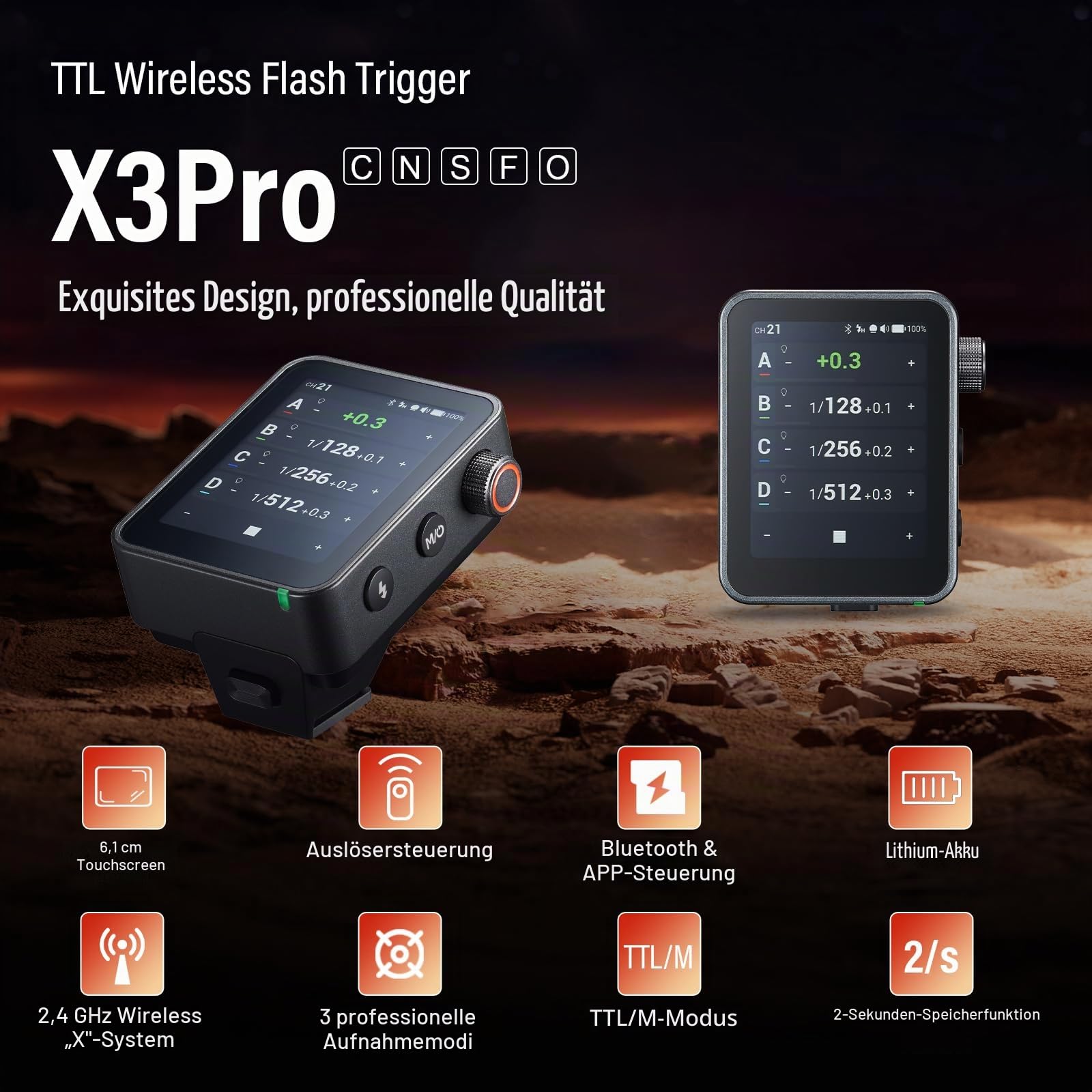 Godox X3PRO-N X3PRO N Drahtloser Blitzauslöser für Nikon TTL 2,4 GHz HSS Integrierte Bluetooth-App-Steuerung LCD Touchscreen TCM Funktion Kamera-Fernauslöser für Nikon