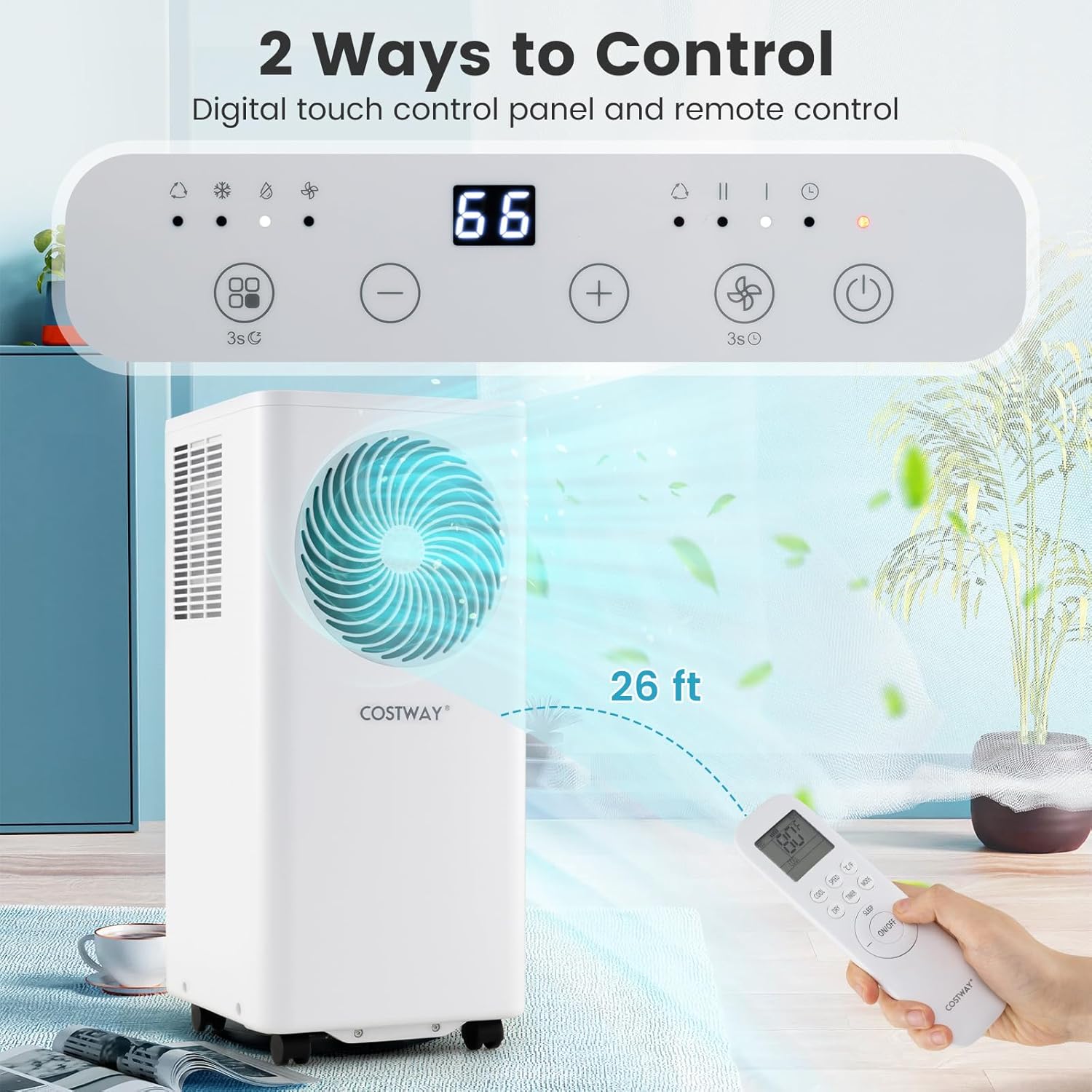 Image showing the digital touch control panel and remote control for the air conditioner