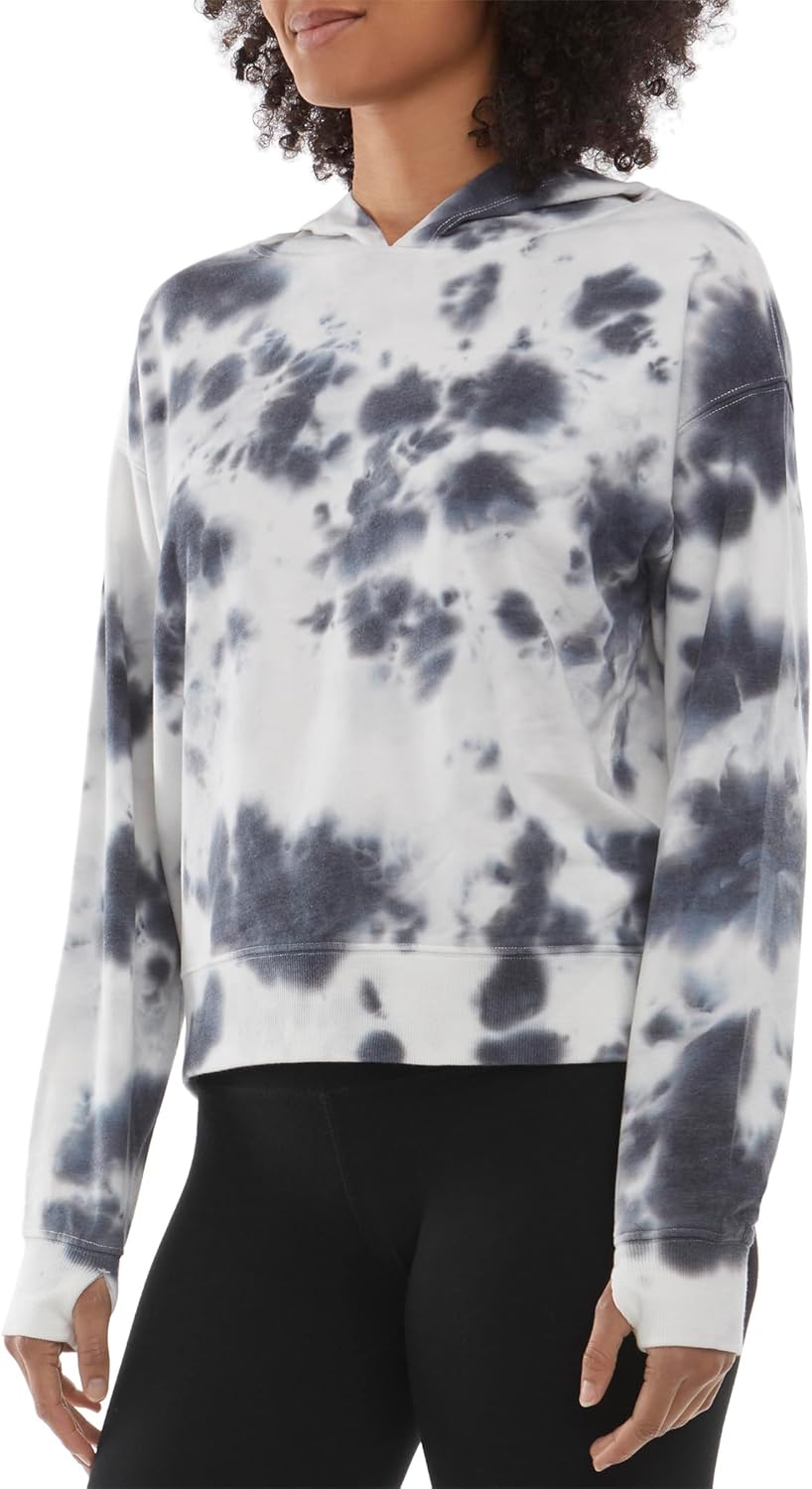 Danskin Women's Tie Dye Pullover Sweatshirt Hoodie, Black Salt, Medium - Image 3