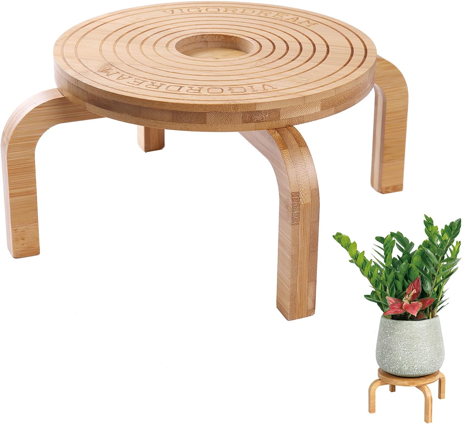 Vigordream Indoor Plant Stand Bamboo Plant Holder Fit 8 9 10 Flower Pot Home Decor(Natural-1 Pack)