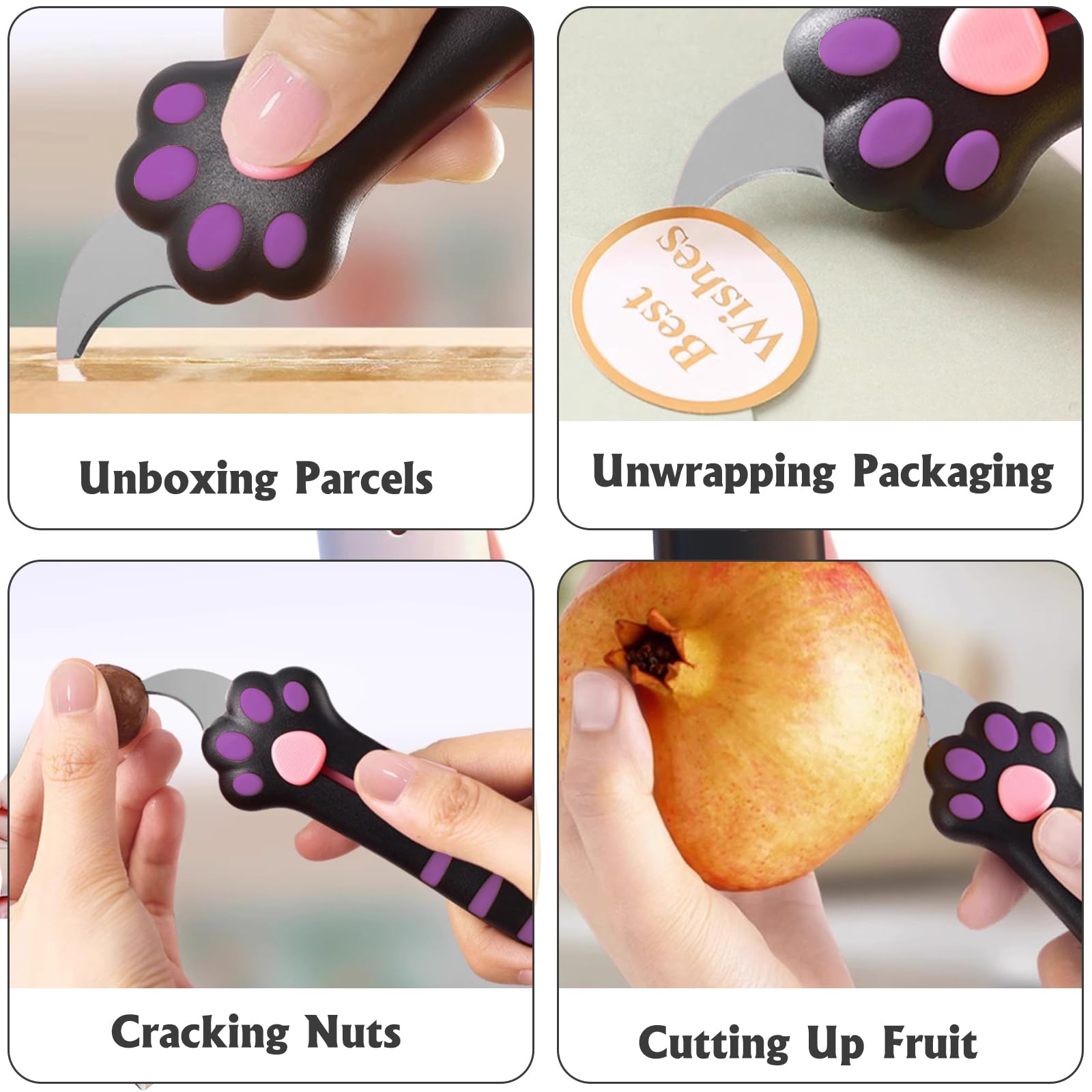 2 Stück Cuttermesser Klein, Katzenpfote Mini Box Cutter, Einziehbares Cutter Messer, Niedlich Katzenpfote Kater Messer, Universalmesser zum Öffnen von Papier Schachtel Paket Papierschnitt