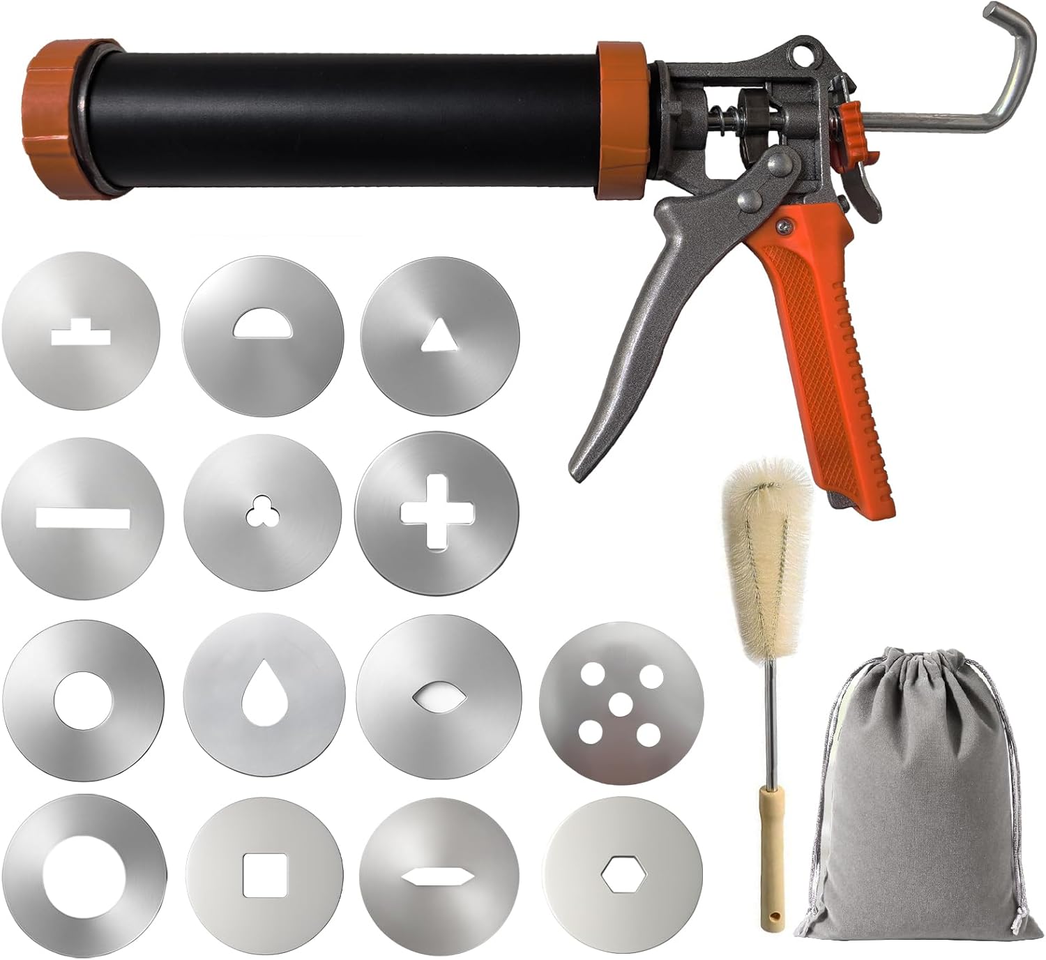 Medonala Stainless Steel Clay Extruders,Clay Roller Machine，Clay Extruder for Pottery,Clay Launcher with 14 Pcs Stainless Steel Different Plates,Ceramic Clay Mud Gun Tool,Hand Held Clay Extrusion Gun