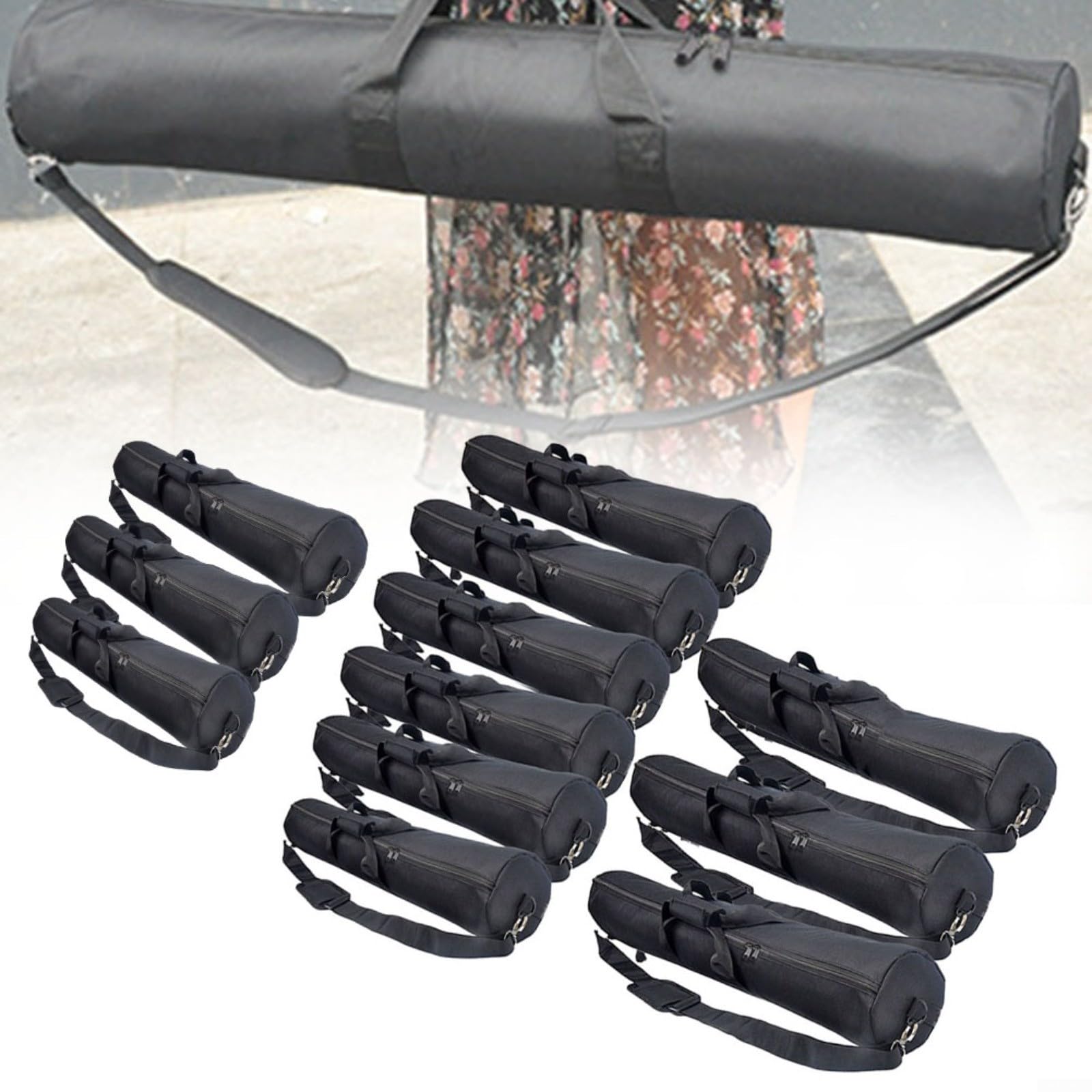 Sac de transport portable pour trépied, étanche, léger, 70-120 cm, noir, unisexe, décontracté/sportif, fermeture à glissière, poche extérieure, bandoulière, coque souple, sac pour trépied