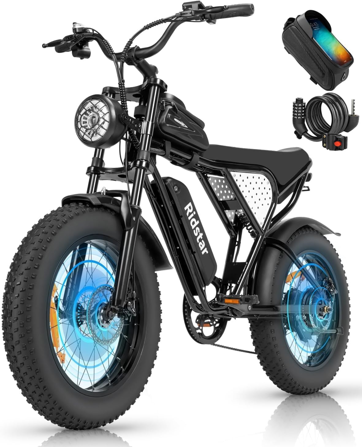 Electric Bike for Adults, 𝟭𝟬𝟬𝟬/𝟭𝟮𝟬𝟬/𝟭𝟱𝟬𝟬/𝟮𝟬𝟬𝟬𝗪,25/30/35MPH Dirt Bike, 48V 15/20AH,52V 40AH Removable Battery, Max 50-180Miles Motorcycle, 20" Fat Tire Ebike, 7-Speed & UL2849