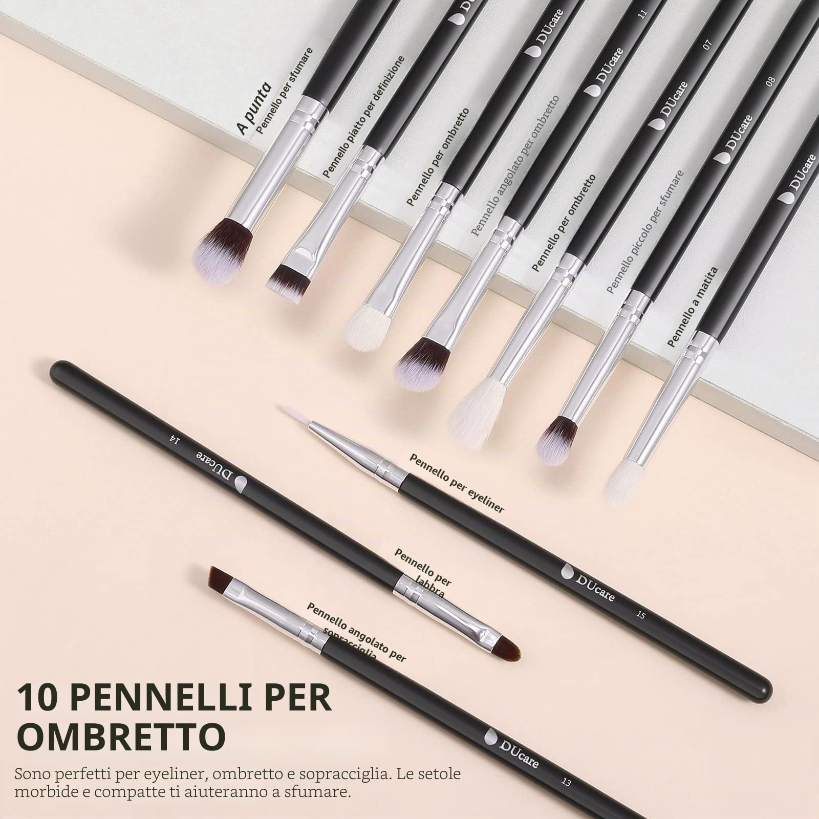 DUcare Pennelli Make Up Set 15Pcs Pennelli Trucco Professionali Set di pennelli da trucco con del sacchetto Case