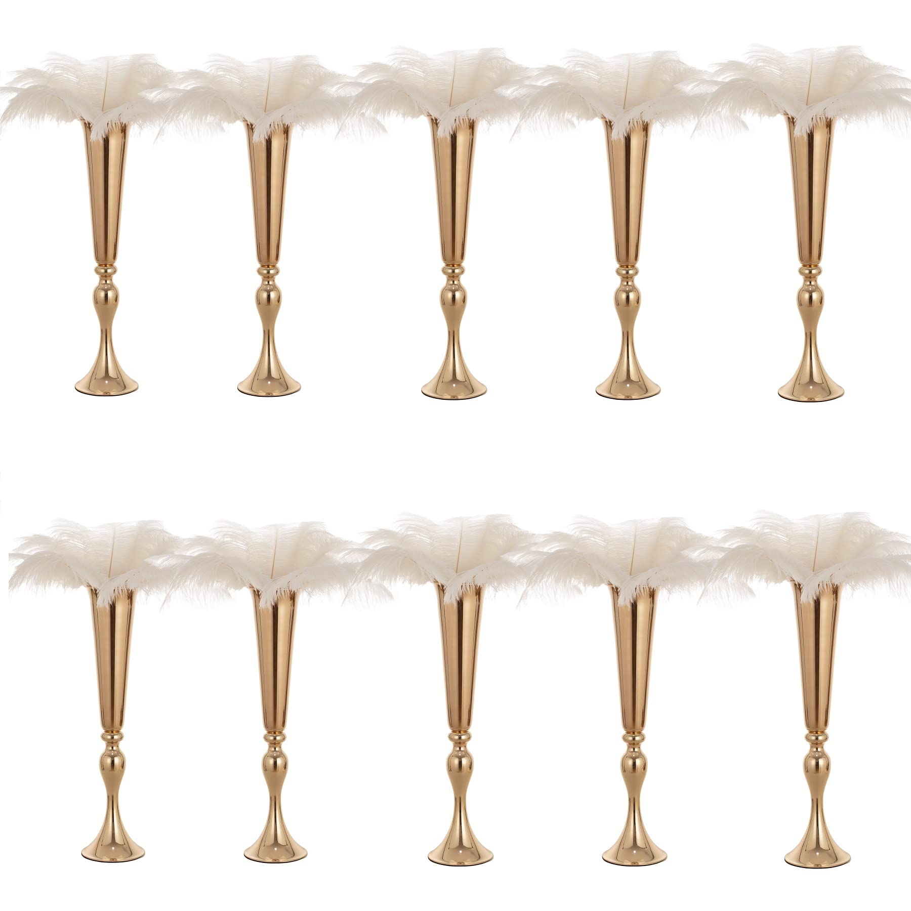 Gold Centerpieces for Table Wedding Vase - 10 Pcs 21.9" Tall Versatile Metal Trumpet Vase Tabletop Flower Stand for Party Dinner Anniversary Ceremony Centerpiece Event (Gold, 10 Pcs)