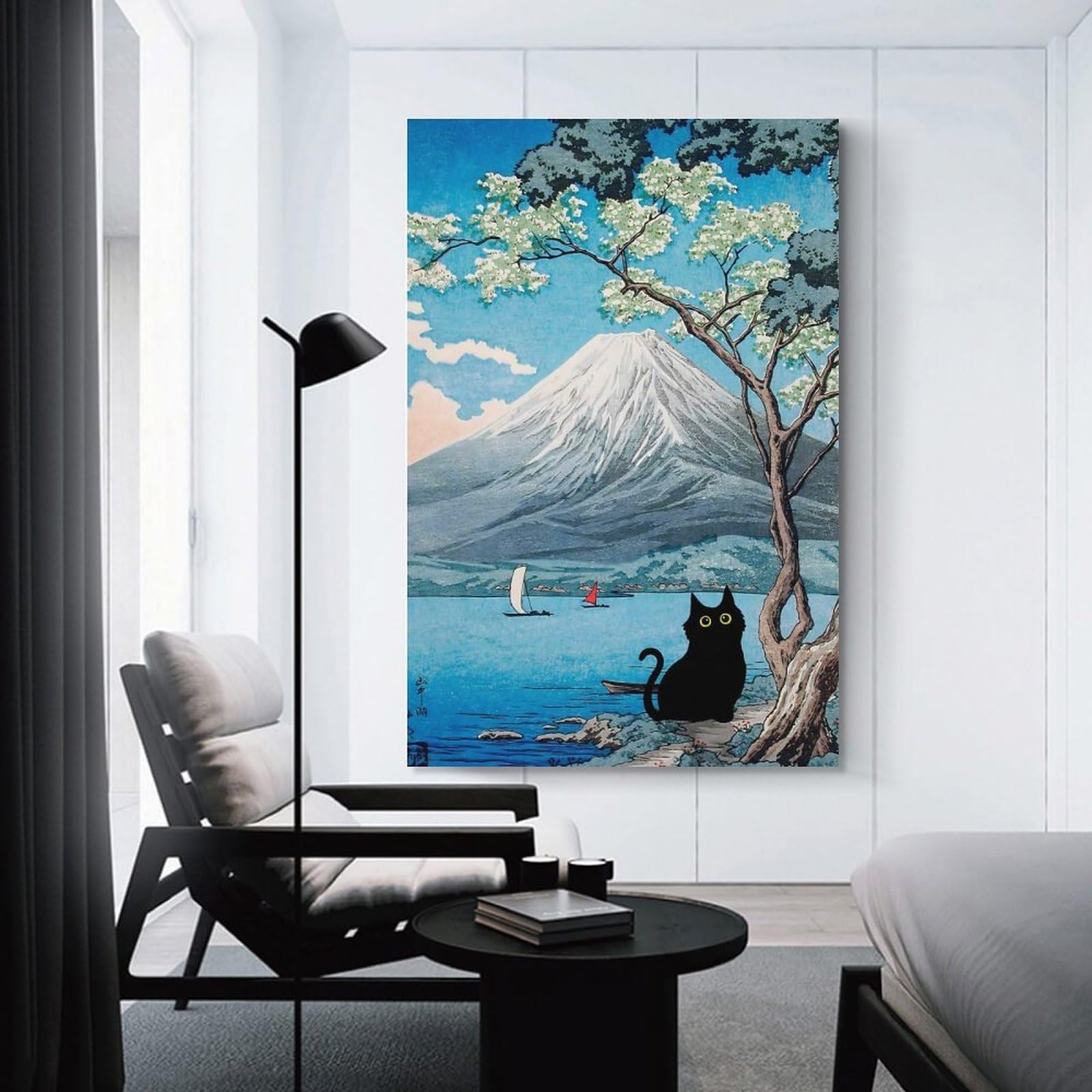 Junmoney Unframe-Style-17 Canvas Wall Art Mount Fuji From Lake, 24X36inch(60X90cm), For Gallery Wall Decor And Room Displays, Decorative Artwork With Flexible Styling