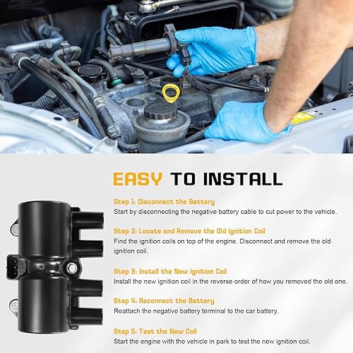 Miniatura 6 de QYL Paquete de bobinas de encendido compatible con Chevrolet Aveo Optra Pontiac Wave Suzuki Swift Reno Forza L4 2.0L 2004-2013 Reemplazar # C1480