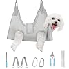 Supet Dog Grooming Hammock for Small Dogs, Dog Hanging Harness for Nail Trimming Doorframe, Pet Holder Restraint for Clipping Nails, Pet Hoist Sling for Cutting Nails at Home Grey S