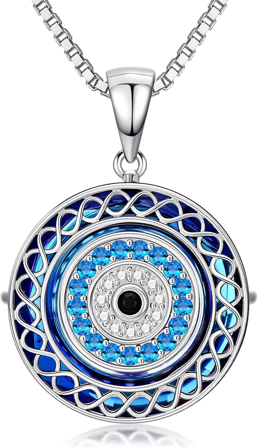 JKR Celtic Knot Evil Eye/Hamsa Hand Necklace Sterling Silver Crystal Good Luck Charms Jewelry Mothers Day Gifts for Mom