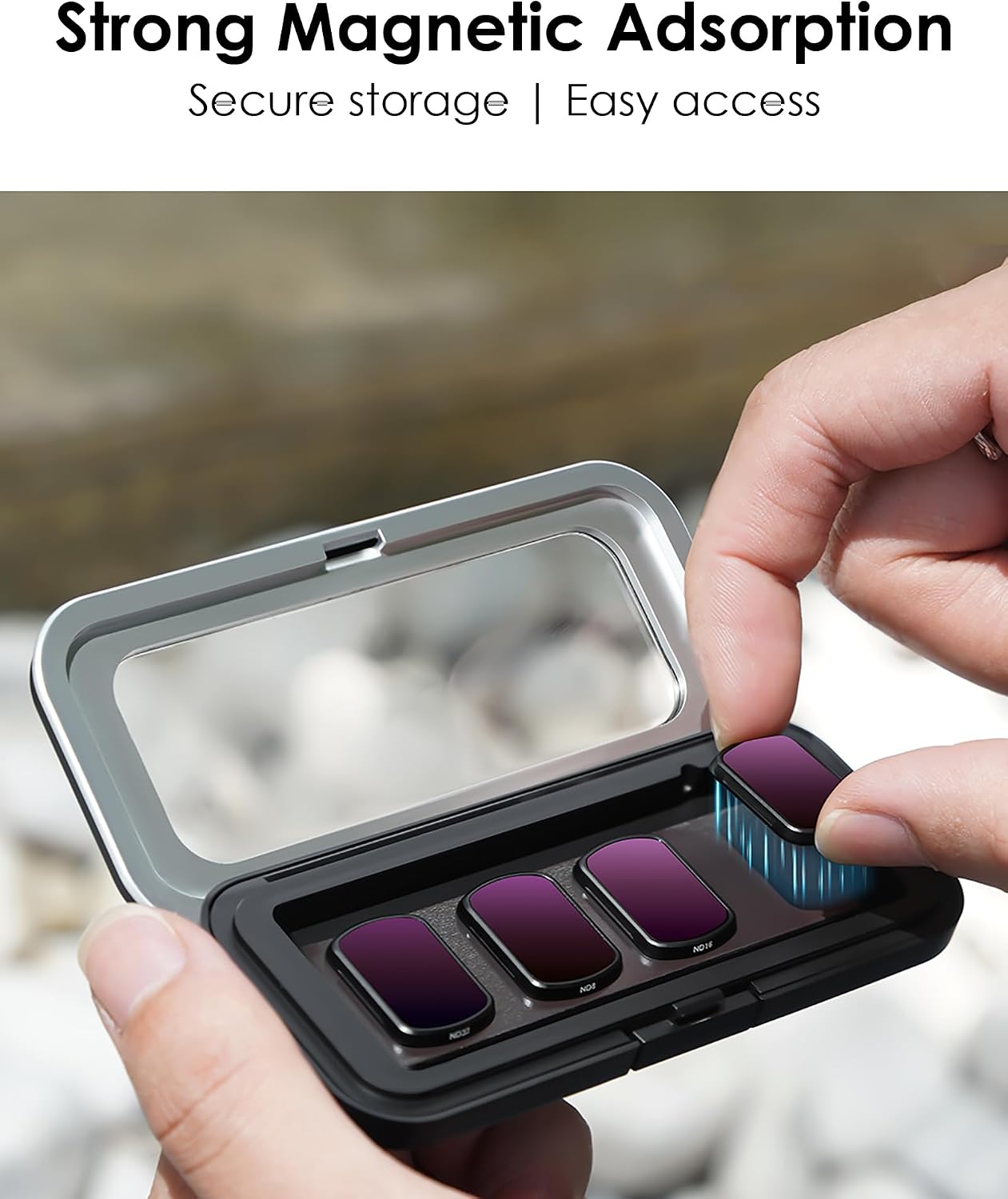 CAPART Lens Filter Organizer for DJI Pocket 4/3 / Xtra Muse, Filter Case for ND UV CPL Macro Wide Angle Lens Holder Storage Case | Dustproof Scrach-Proof (Medium-hold 4pcs Filters)