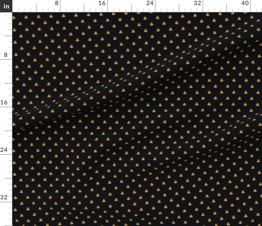 Spoonflower Fabric - Bees Bee Black Small Gold Antique Art Deco Bugs Flying Insect Printed on Petal Signature Cotton Fabric by The Yard - Sewing Quilting Apparel Crafts Decor