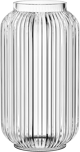 Miniatura 23 de Jarrón de vidrio acanalado, jarrones de flores para ramo, jarrones de vidrio transparente para flores, moderno jarrón acanalado para sala de estar,