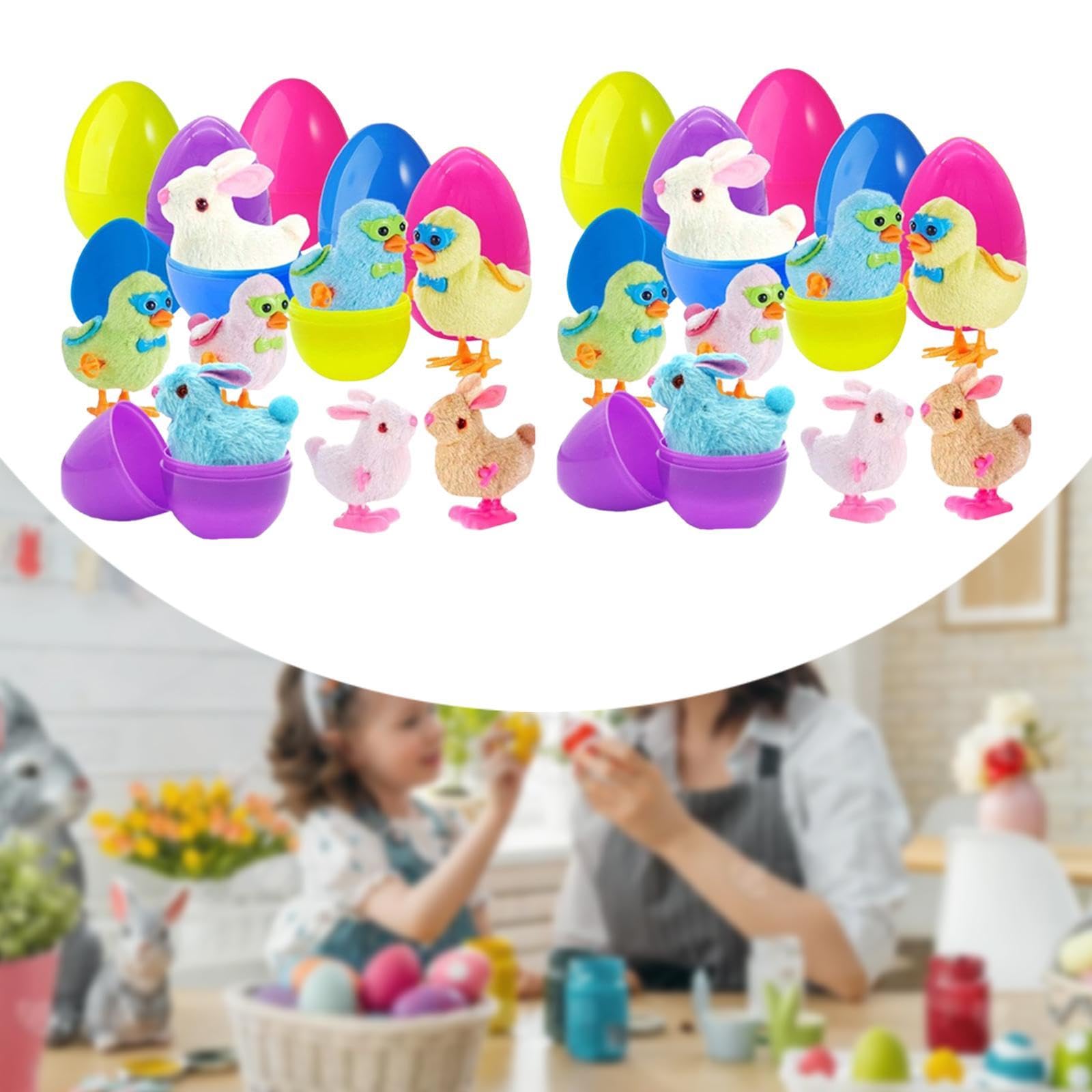LOVIVER Uova di Pasqua precaricate con Bambole Peluche, riempitivi per, Giochi di Caccia ai Carnevale, Insieme di 16