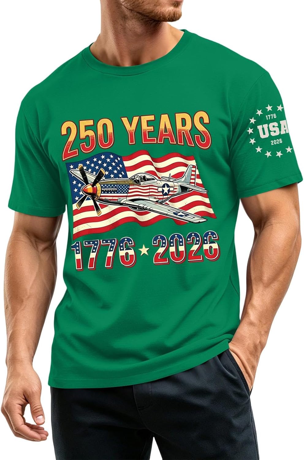 Ymosrh 250th Anniversary USA Shirts for Men Short Sleeve Flag Print Independence Day American Pride Patriotic Shirts
