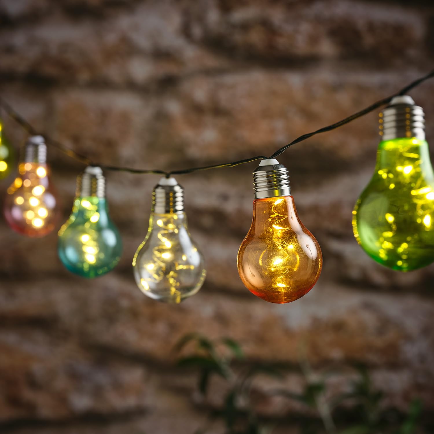 Lights4fun Set of 10 Pastel Cap Solar Micro Festoon Lights with Warm White LEDs, Outdoor Decorative Garden Lights for Patios & Summer Entertaining