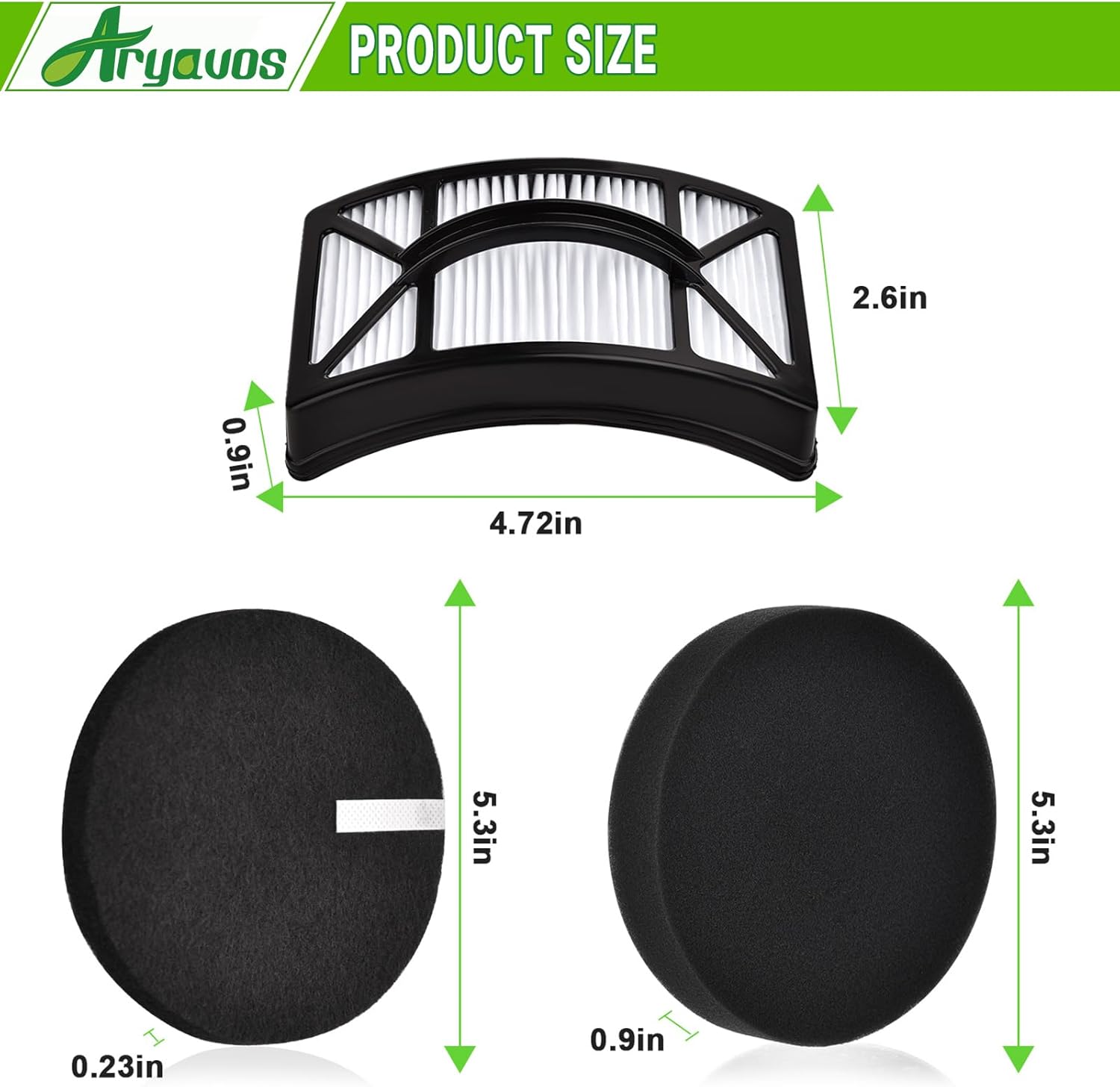 Filter Replacement for Bissell CleanView 2486, 2487, 2488, 2489, 24899, 2490, 2491, 2492, PowerClean 2494 Vacuum, Compare to Part # 1608225, 1604130, 1601972, 2 HEPA +2 Foam & Felt Filters
