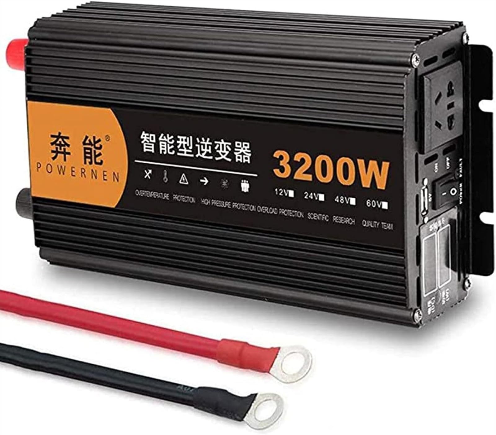 Inverter da Auto 3200W 4000W 5000W 6000W 8000W 9000W 12000W 15000W Inverter Potenza Invertitore di Corrente Auto 12V 24V 48V a 220V 230V Convertitore Trasformatore per Auto Camper (Color : 3200W, Si