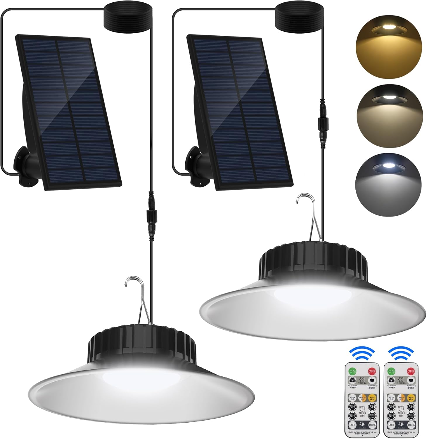 1 Pack Solar Shed Light Indoor Outdoor IP55 Waterproof 3 Modes 3 Lights Solar Powered Pendant Light For Gazebo Garden Barn Garage - View #5