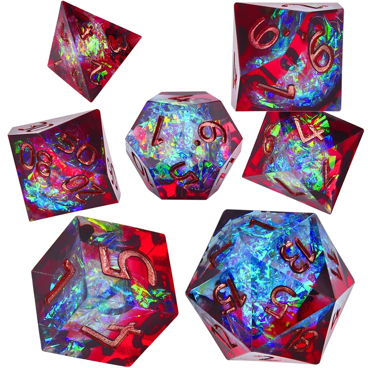 D &Ｄ ZX Resin Polyhedral Dice Set Iridescerend Glare for Table Games