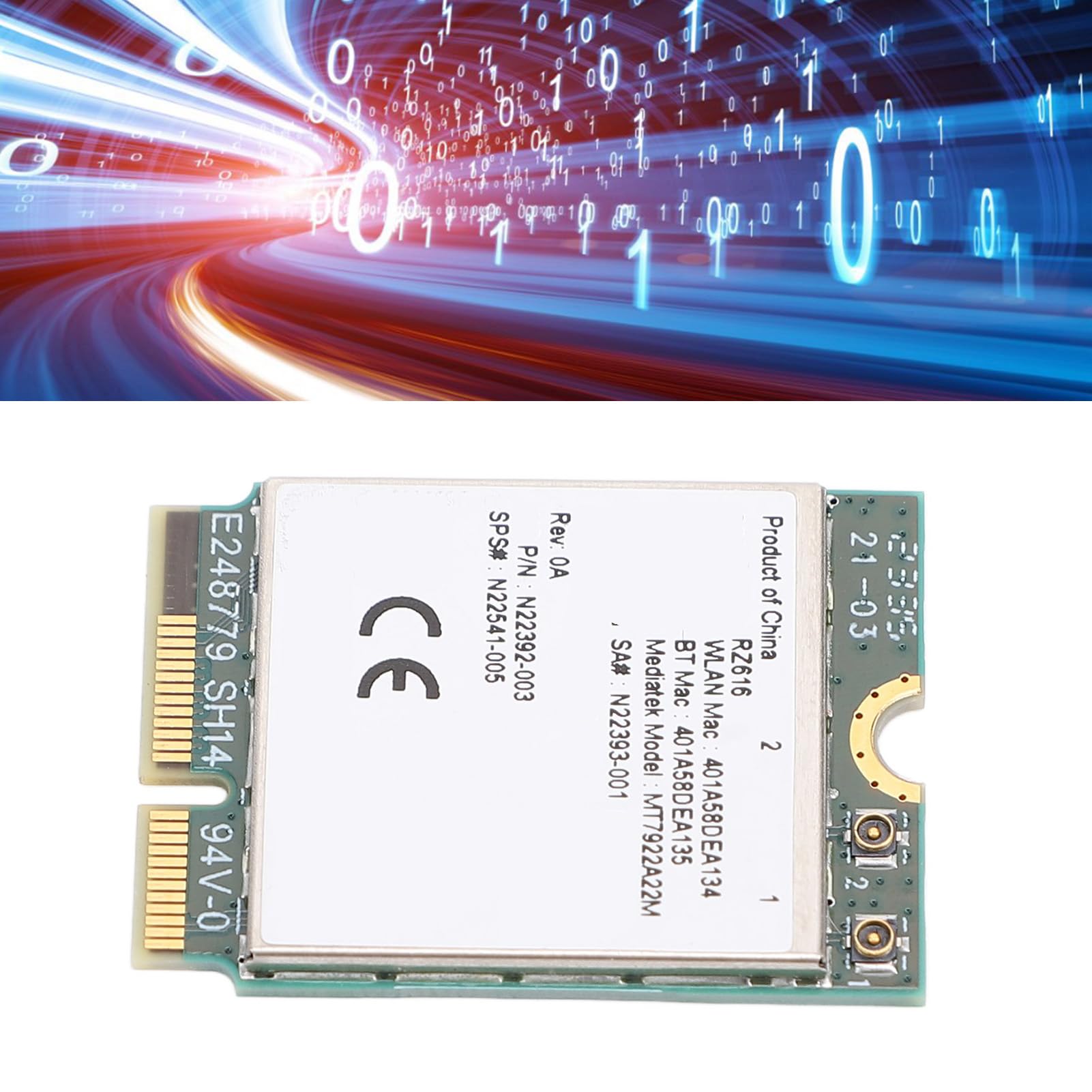 Carte sans Fil Wi-Fi 6E M.2 MT7922A22M pour Ordinateur Portable Bluetooth 5.2 RZ616 5374 Mbit/s