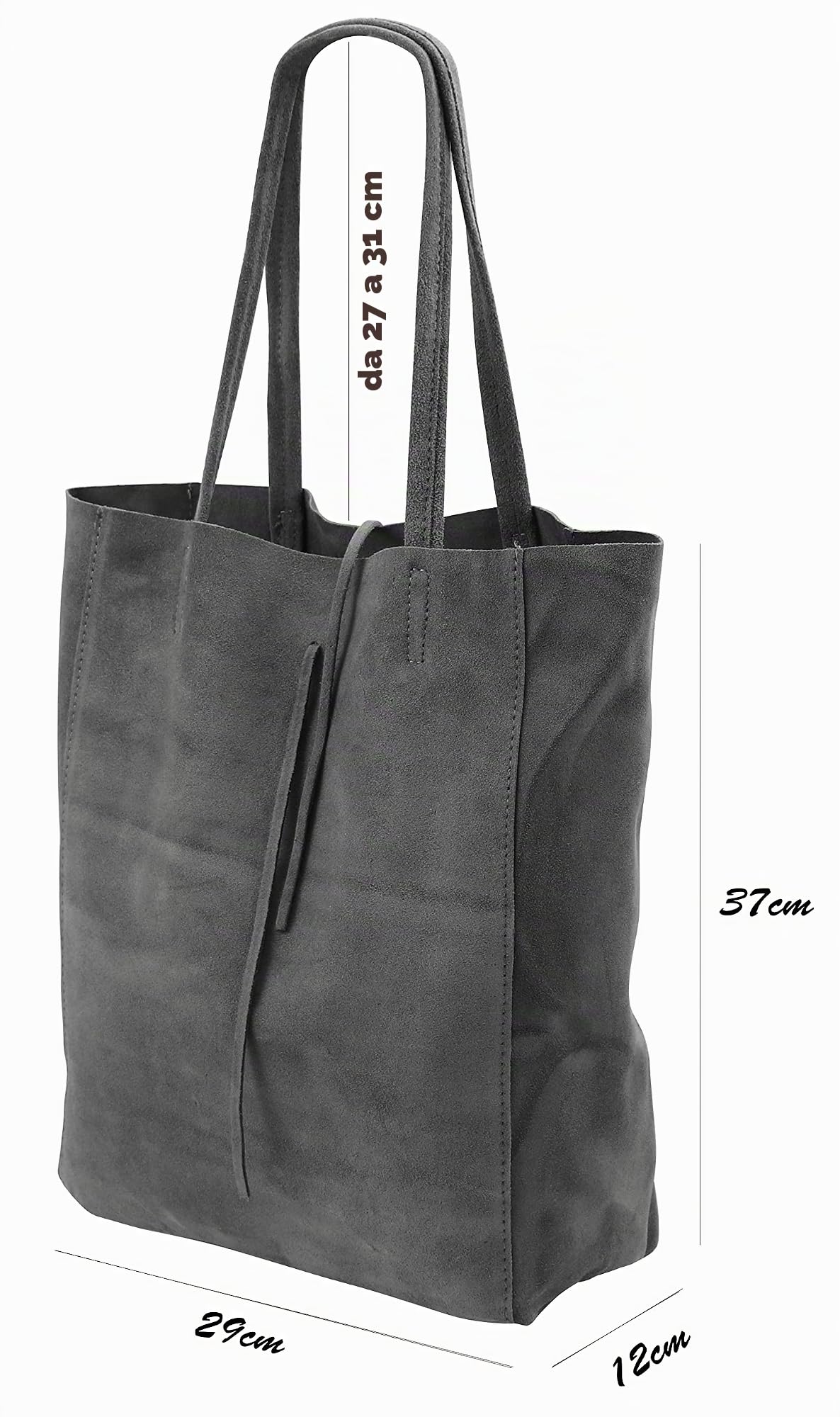 SH Leder ® Katrin G261 - Shopper da donna in vera pelle scamosciata con tasca interna, in diversi colori, 37 x 29 cm